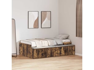 Lit adulte, lit simple, cadre de lit chêne fumé 80x200cm bois d'ingénierie cf6011