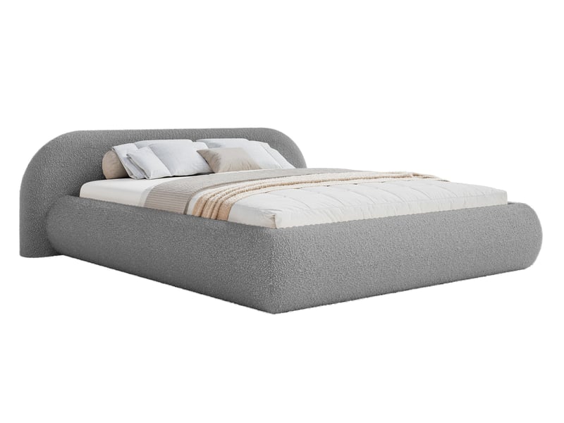  Selsey shels - lit rembourré - 200x200 cm - bouclé gris Shels Low - Conforama A