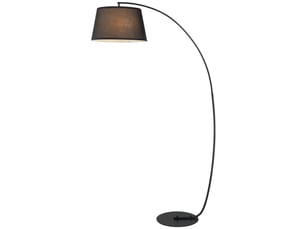 Lampadaire arqué avec abat-jour en tissu et interrupteur au pied, ø 47 x 105 x 190 cm, noir