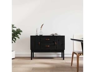Buffet - bahut - meuble de rangement noir 110x40x78 cm bois massif de pin