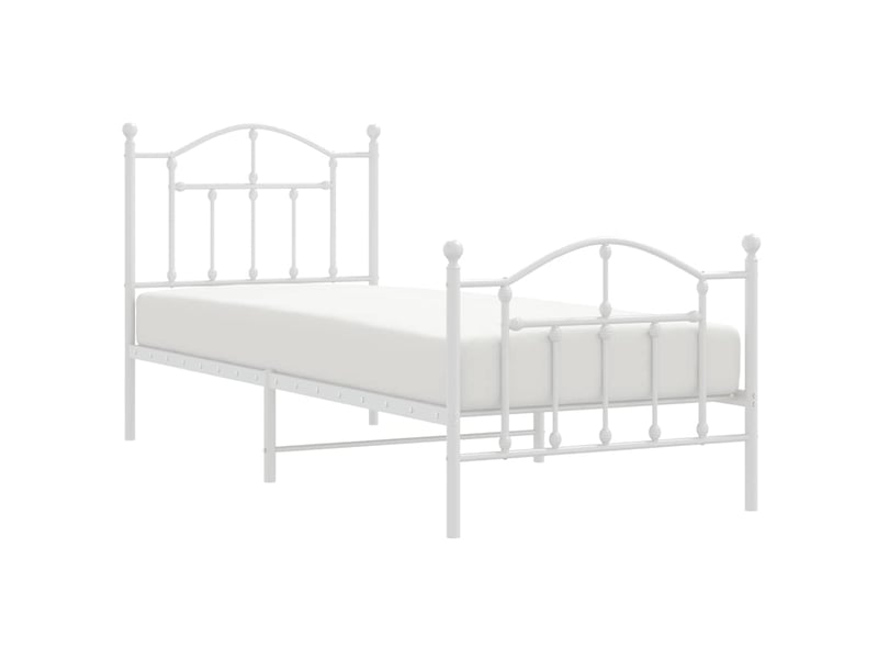  Lit simple- lit adulte -  cadre de lit métal sans matelas avec pied de lit blanc 90x190cm  - Conforama C
