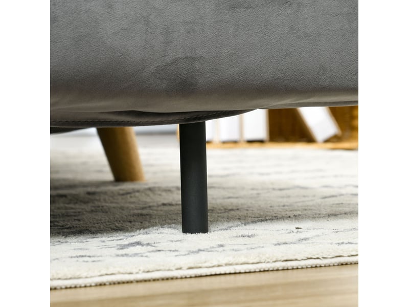  Canapé convertible 2 places 130x78x79 cm, pieds en bois, dossier réglable, effet velours gris  - Conforama E