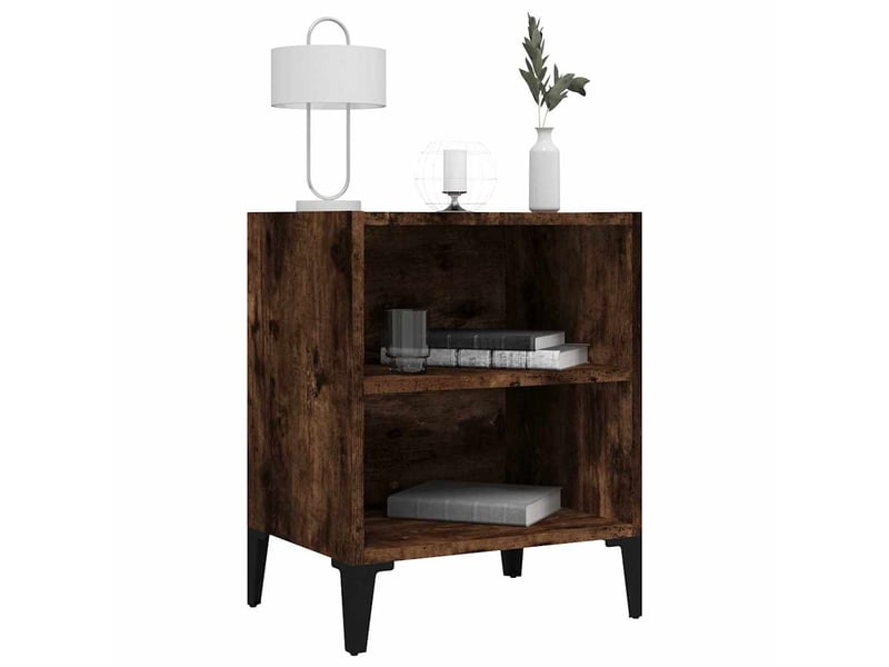  Table de chevet - cabinet de chevet - table de nuit avec pieds en métal chêne fumé 40x30x50 cm  - Conforama D