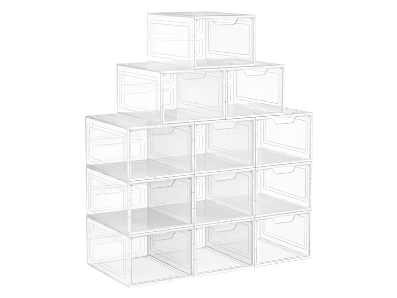  Lot de 6 boîtes à chaussures empilables rangement pratique 27 x 34,5 x 19 cm en plastique blanc 12_0009557  - Conforama B