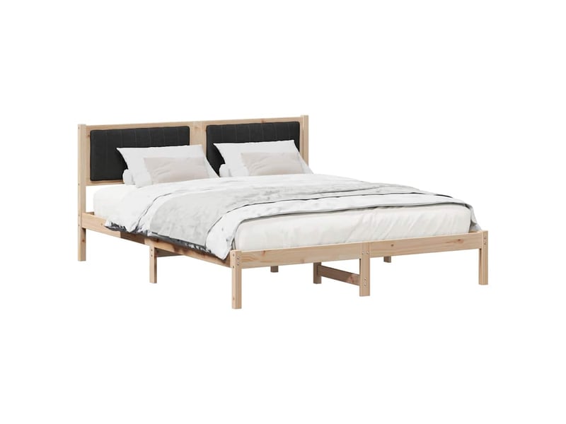  Lit double- lit adulte -  cadre de lit avec tête de lit rembourrée noir 150 x 200 cm  - Conforama B