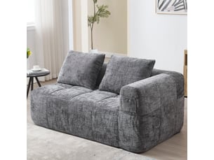 Canapé droit fixe <strong></strong> <strong></strong> 1 place Tissu gris avec coffre de rangement