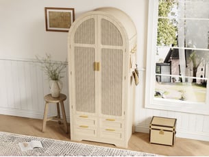 Armoire 2 porte(s) battante 4 tiroir(s) BGSRYAO coloris bois clair largeur 80 cm