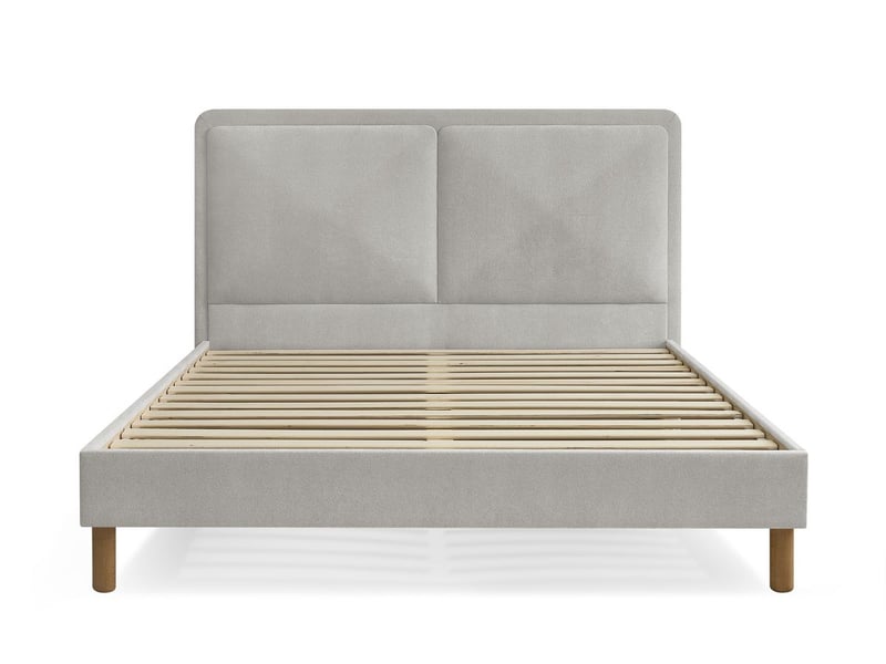  Bobochic lit mara tissu texturé avec lattes massives gris 140x190 MARA - Conforama A