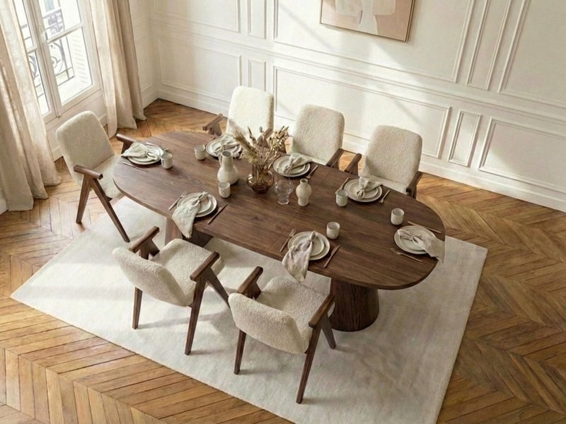  Bobochic ensemble mazargues avec table à manger extensible 200 à 300 cm + 6 chaises pagnol placage chêne massif marron foncé MAZARGUES - Conforama C