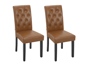 Chaise de salle à manger 49x99x42 cm dossier haut polyuréthane (pu) bois marron 2 pièces