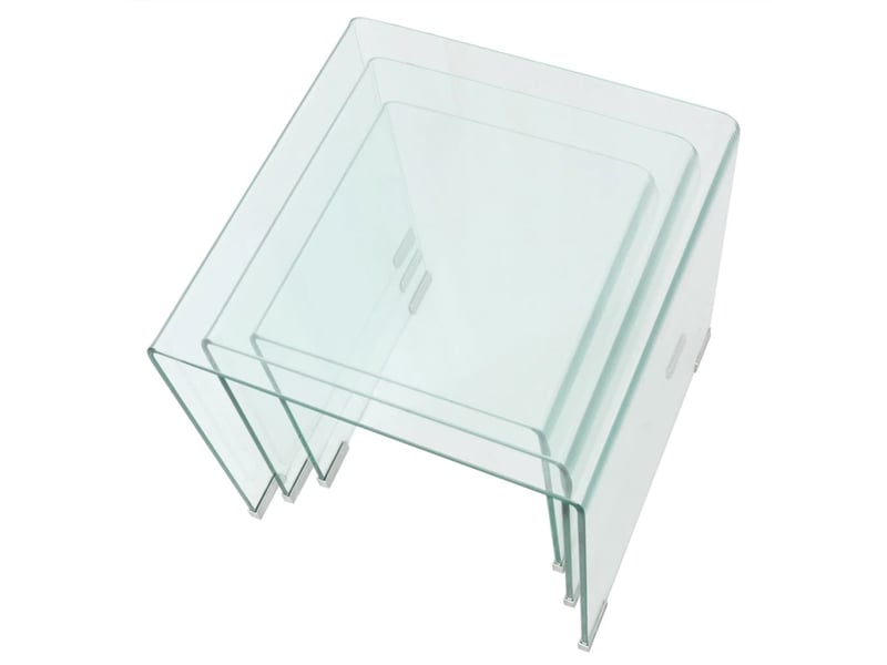  Ensemble de tables gigognes 3 pcs verre trempé transparent  - Conforama D
