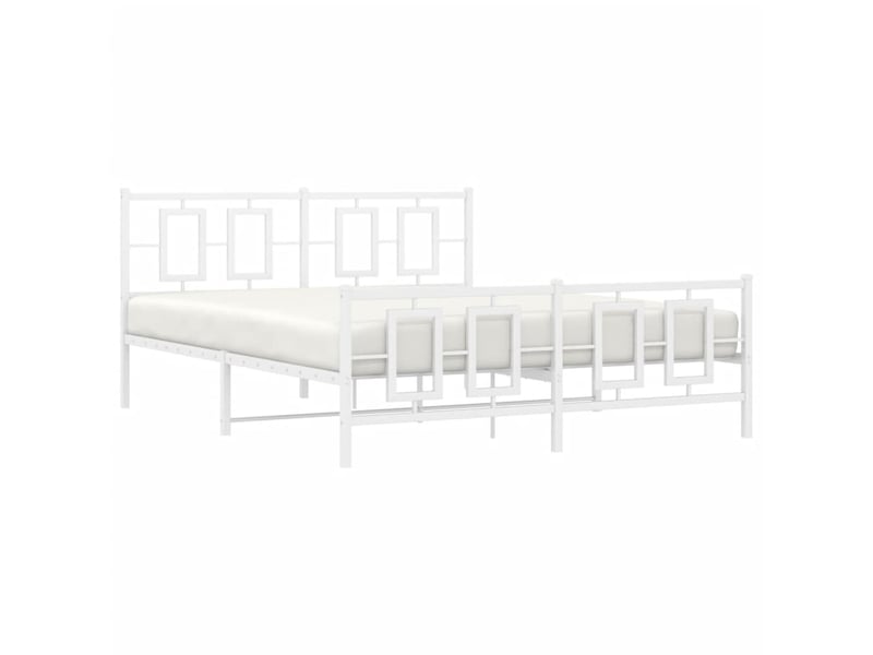Lit double- lit adulte - cadre de lit métal sans matelas et pied de lit blanc 150x200 cm - Conforama C
