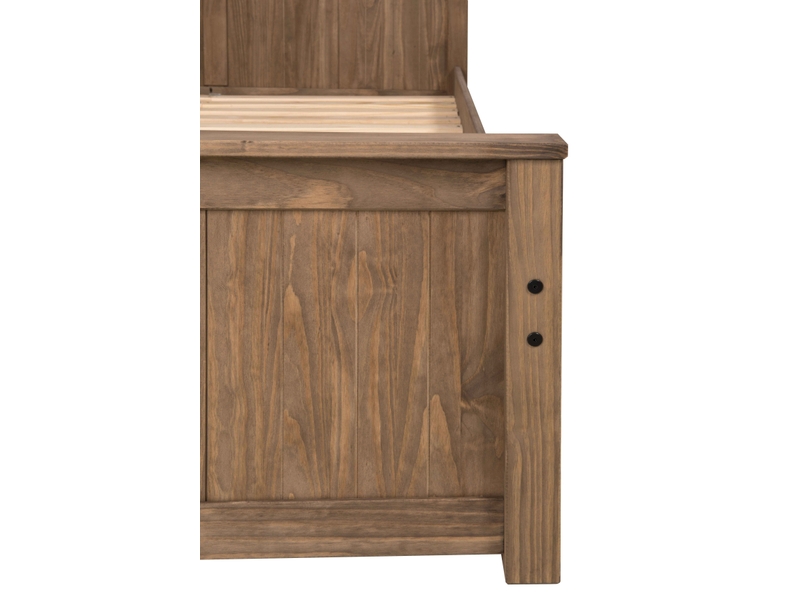 Lit adulte 140x200 cm avec set de 2 tiroirs ALONG ciré finition coloris teck - Conforama E
