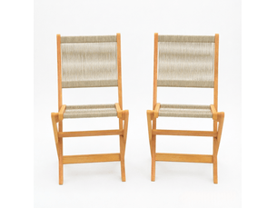 Lot de 2 chaises de jardin pliantes en bois d’acacia et pp, naturel beige