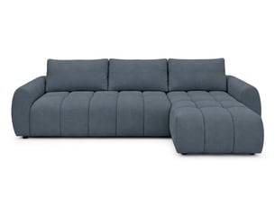 Canapé d'angle réversible convertible BOBOCHIC FUJI 3 places Tissu bleu avec coffre de rangement