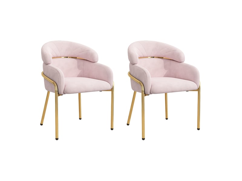  Chaise de salle à manger,53x45x79 cm,avec pieds métal,velours,rose  - Conforama A