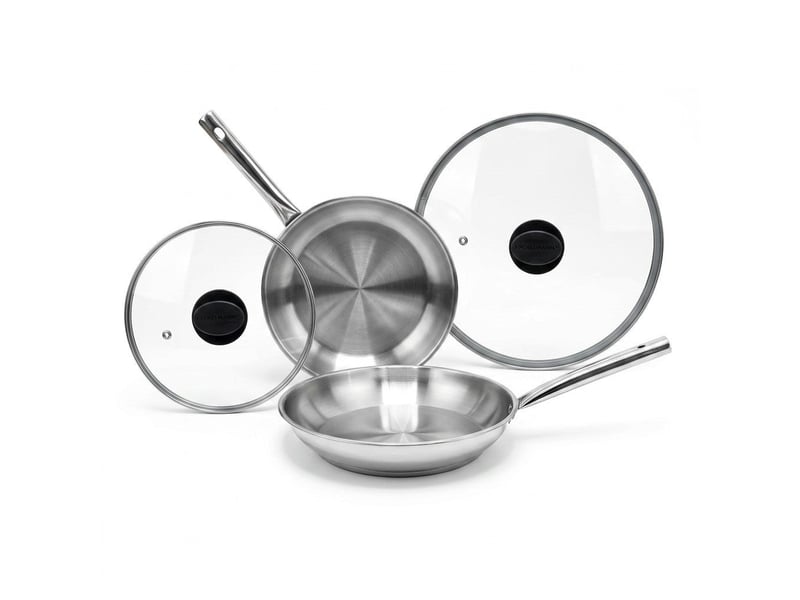 Lot de 2 poêles à frire en inox 20 et 28 cm avec couvercles fackelmann rhona 9108850B88 - Conforama A