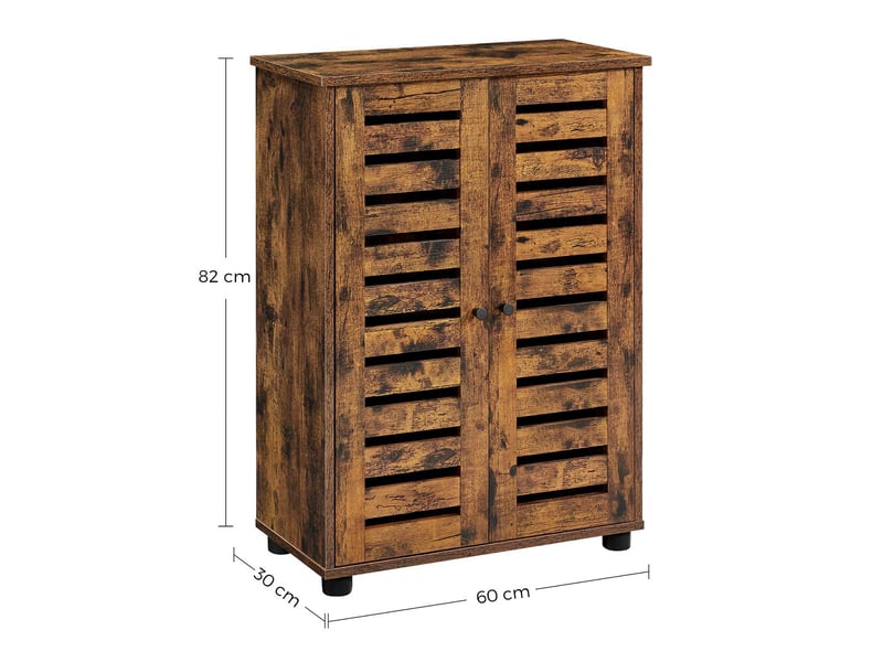 Meuble de rangement armoire salle de bain 100 x 28 x 178 cm placard buffet avec 2 portes persiennes 2 planche réglable en hauteur marron 12_0006408  - Conforama E