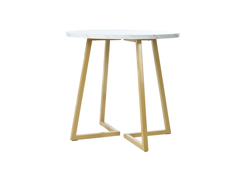  Table de salle à manger ronde en mdf avec piètement métal pour salle à manger diamètre 80 cm, h 75 cm blanc  - Conforama D