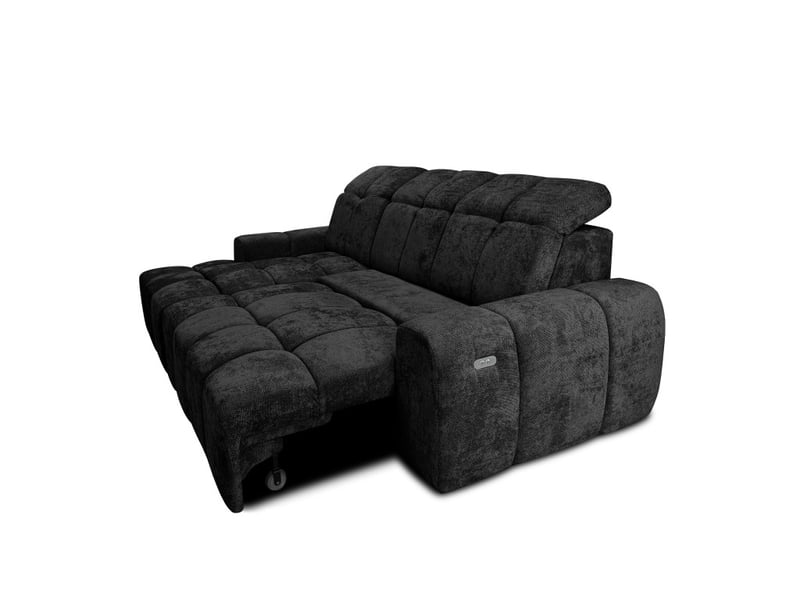  Canapé d'angle gauche relax krabi avec coffre tissu kiara noir KRABI-M-KIA869-L - Conforama D
