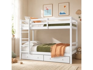 Lit avec rangement 140x200 cm MEUBLIV coloris blanc