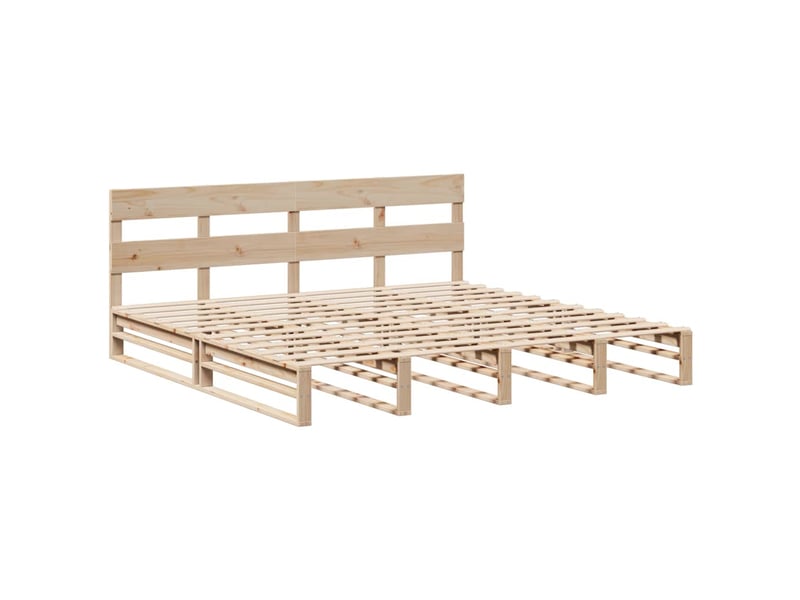  Lit double- lit adulte -  cadre de lit sans matelas 200x200 cm bois massif de pin  - Conforama B