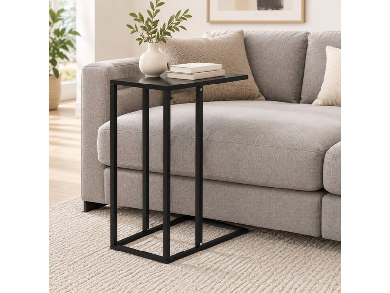  Table d’appoint en c pour canapé et lit - lpospi - plateau pour ordinateur, cadre acier noir 46 × 26 × 60 cm  - Conforama C