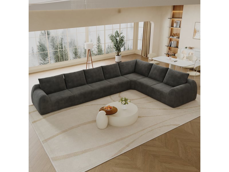  Canapé d'angle, canapé de salon, gris foncé, sans montage, format compressé, pour salon, appartement, chambre  - Conforama D