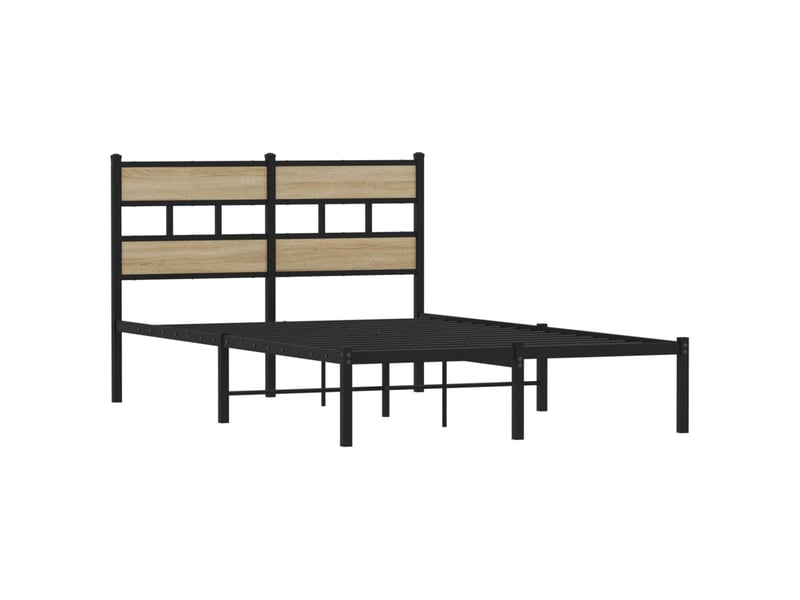  Lit double- lit adulte -  cadre de lit en métal sans matelas chêne sonoma 120x190 cm  - Conforama B