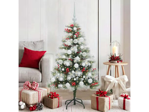Sapin de noël artificiel, arbre de noël vert et blanc 120 cm shl9722