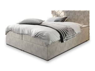 Lit avec rangement 180x200 cm <strong>MASSENO</strong> <strong></strong> coloris beige