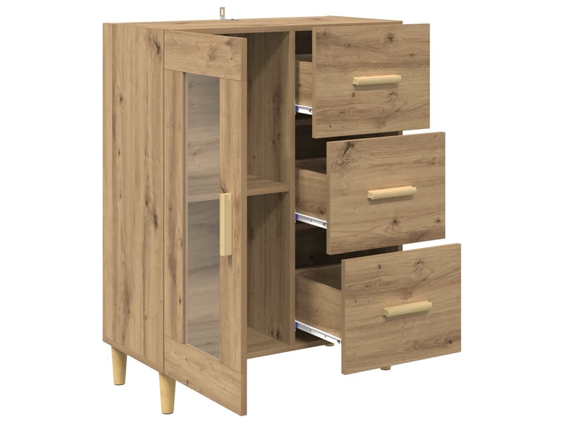  Buffet - bahut - meuble de rangement chêne artisanal 69,5 x 34 x 90 cm bois d'ingénierie  - Conforama E