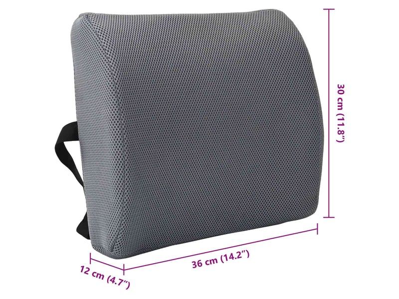 Coussin dorsal, coussin lombaire gris mousse à mémoire de forme 36 x 30 x 12 cm cf56444 - Conforama E
