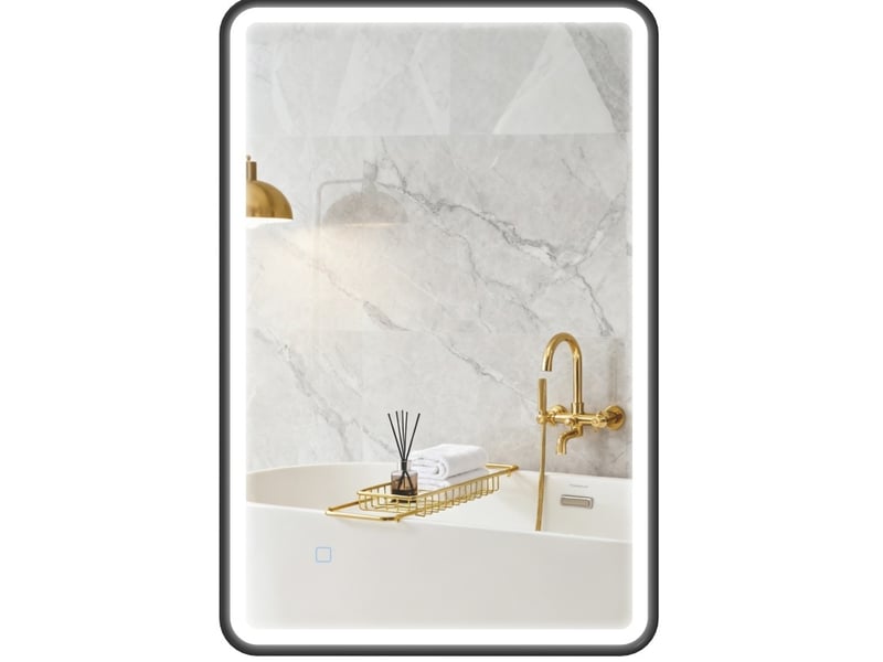  Miroir de salle de bains led 90 x 60 cm, antibuée, dimmable, noir, ip44  - Conforama A