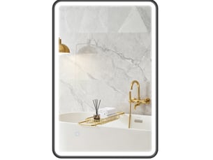 Miroir de salle de bains led 90 x 60 cm, antibuée, dimmable, noir, ip44