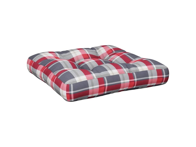  Coussin de palette, coussin de chaise, coussin de canapé carreaux rouges 58x58x10 cm tissu cf55329  - Conforama A