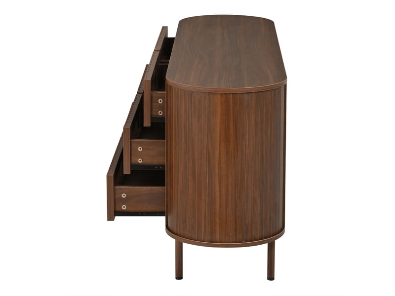  Buffet bas 6 tiroirs 160x40x70 cm en mdf coloris noyer  - Conforama E