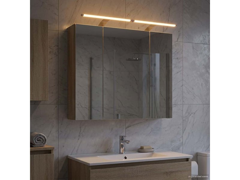 Armoire miroir salle de bain, meuble de rangement chêne sonoma 80x14.5x70 cm shl5392  - Conforama D