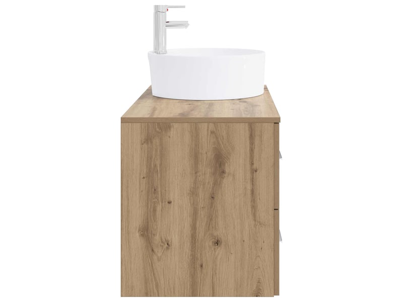  Ensemble de mobilier de salle de bain 2 pc chêne artisanal cf64057  - Conforama D
