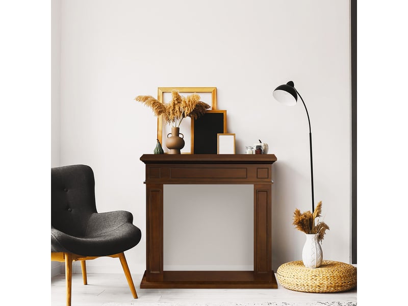  Jefferson - cadre de cheminée 89,5 x 90,5 x 28 cm, revêtement décoratif en mdf couleur noyer  - Conforama B