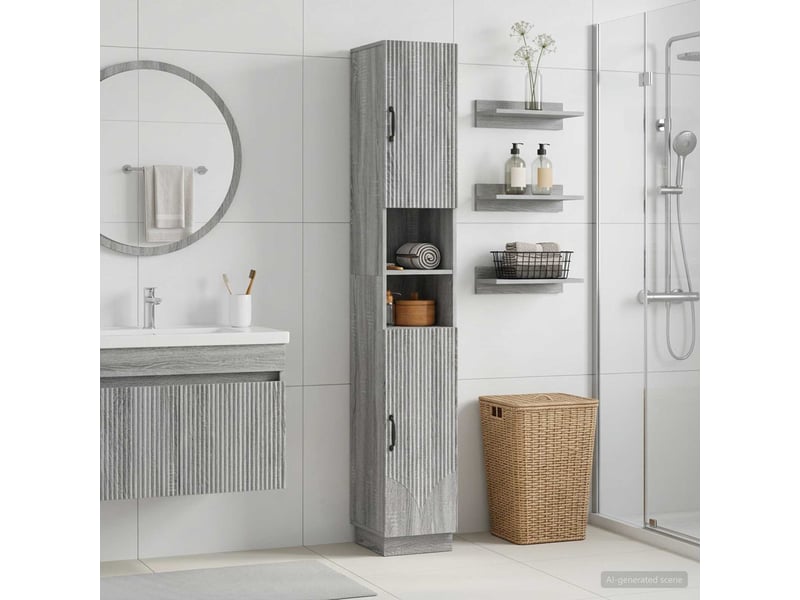  Colonne de salle de bain avec étagère ouverte hoorn sonoma gris  - Conforama B