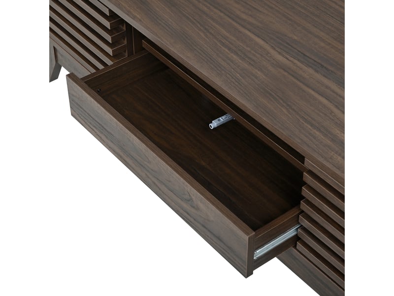  Meuble tv bas 170 cm, finition noyer, avec façades rainurées  - Conforama E