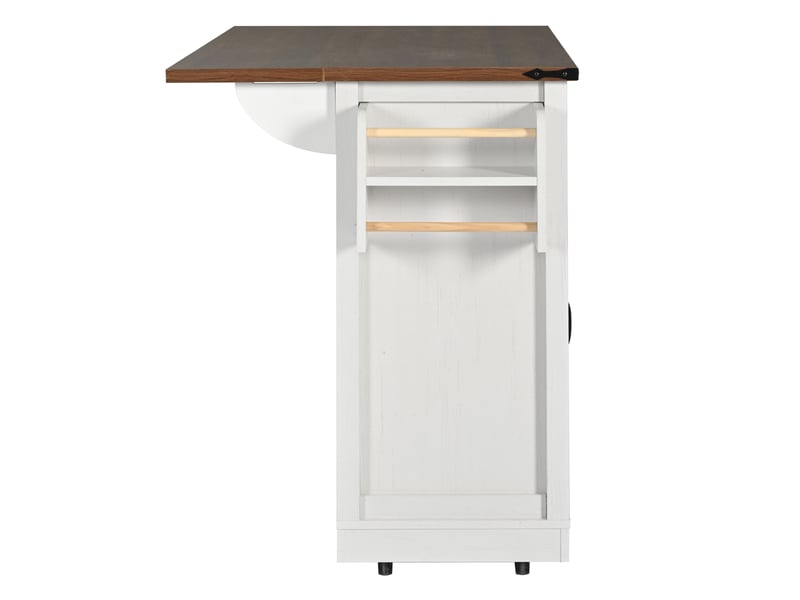  Îlot de cuisine 140x45(73)x94 cm avec 3 tiroirs et plateau pliable, bois et beige  - Conforama R