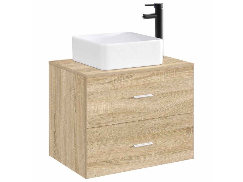 Lavabo de salle de bain avec robinet et évacuation noir mat shl3394 - Conforama C