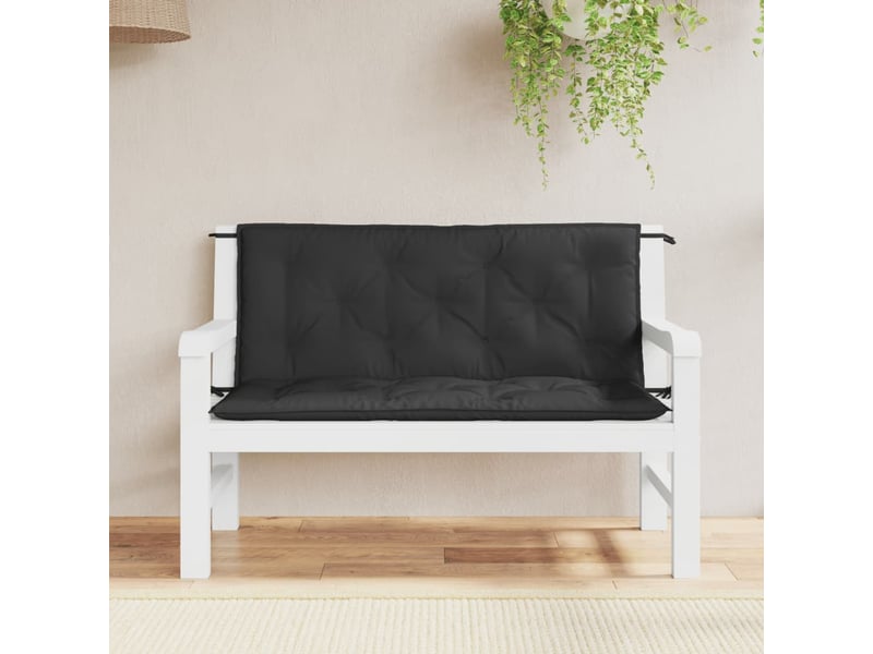  Lot de 2 coussins de banc jardin, coussins d'assise noir 120x50x7 cm tissu oxford cf58731  - Conforama B