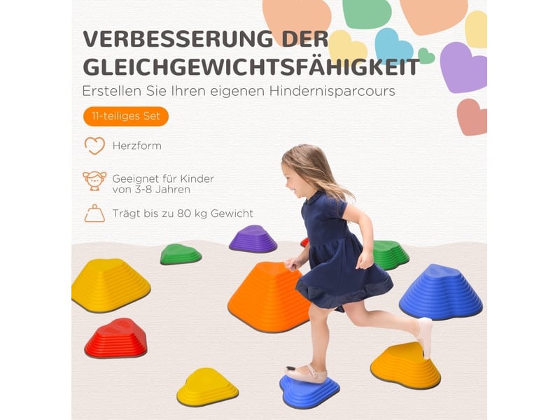  Pierres d'équilibre enfant 42 x 39 x 20 cm – multicolores – 11 pièces empilables antidérapantes  - Conforama E
