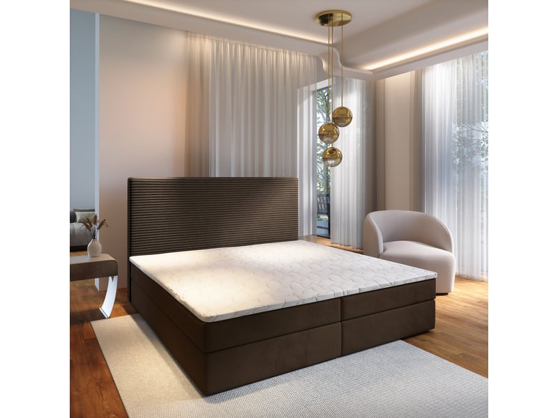  Boxspring giarro 200x200 cm, lit complet avec matelas, marron  - Conforama B