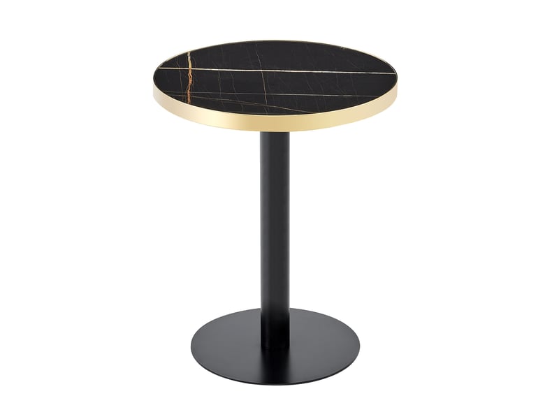  Table d'appoint ronde 60x73,7 cm effet marbre mdf métal noire et dorée  - Conforama B