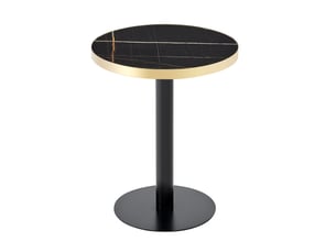 Table d'appoint ronde 60x73,7 cm effet marbre mdf métal noire et dorée