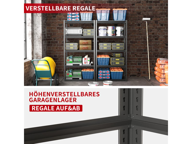  Étagère métallique à 5 niveaux, hauteur 160 cm, capacité de charge 650 kg, structure robuste en acier, hauteur réglable pour garage, entrepôt et maison, conception sans bois, résistante aux rayures, dimensions : 160 cm (h) x 80 …  - Conforama E